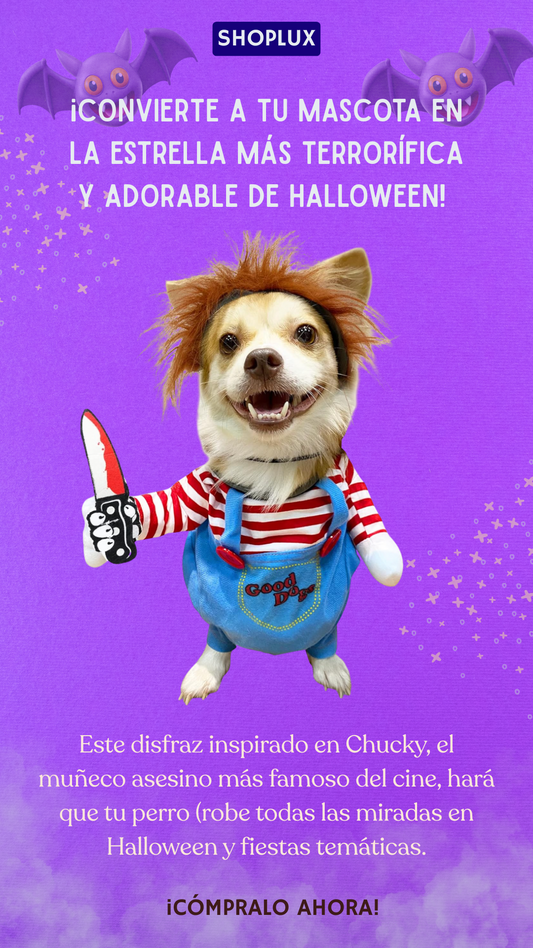 Disfraz Mascotas Chucky Halloween Spooky Chucky Pet Costume